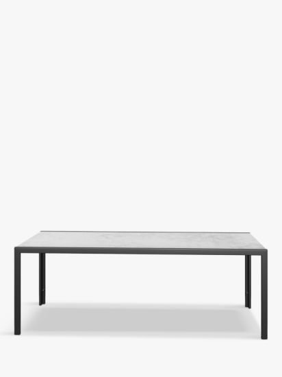 Ceramic-Effect Glass Top 8-Seat Garden Dining Table, Grey